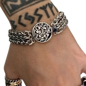 Elegant Silver Tree of Life wheat style chain boho Celtic handmade Bracelet